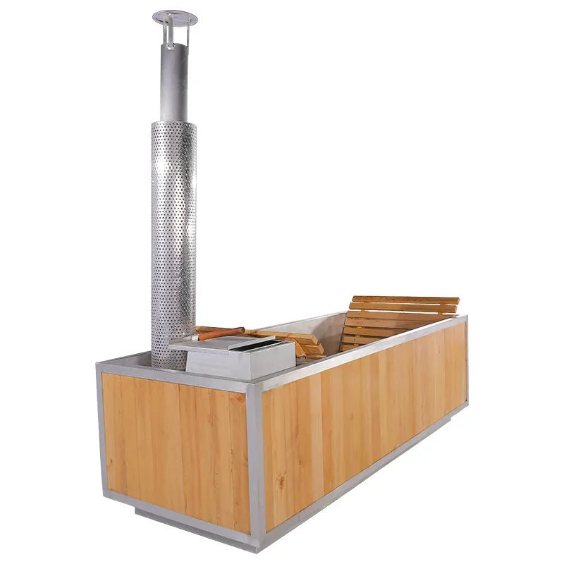 2-3 Person Size Outdoor Red Cedar Wood Stove Wooden Hot Tub - The Sauna World