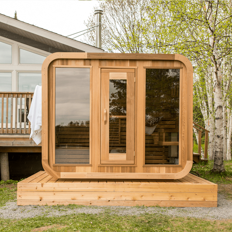 4-6 Person Outdoor Square Wood Sauna Room With Harvia Electric Heater - The Sauna World