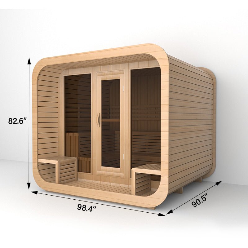 4-6 Person Outdoor Square Wood Sauna Room With Harvia Electric Heater - The Sauna World