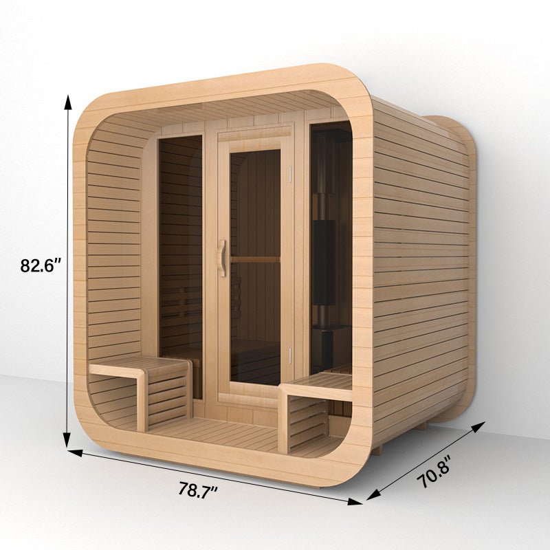 4-6 Person Outdoor Square Wood Sauna Room With Harvia Electric Heater - The Sauna World