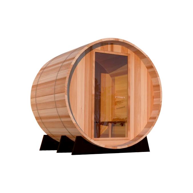 Spanish Cedar Outdoor Wood Barrel Sauna - The Sauna World