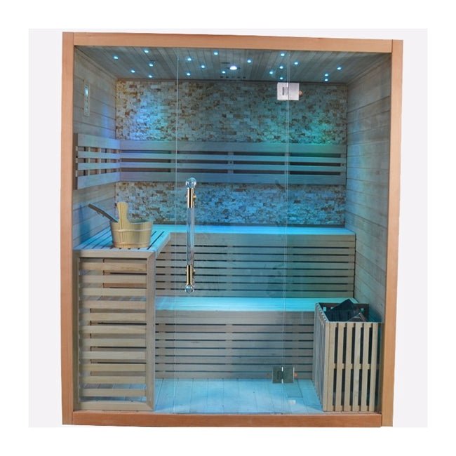 Traditional Hemlock Steam Sauna Room For 4 Person - The Sauna World