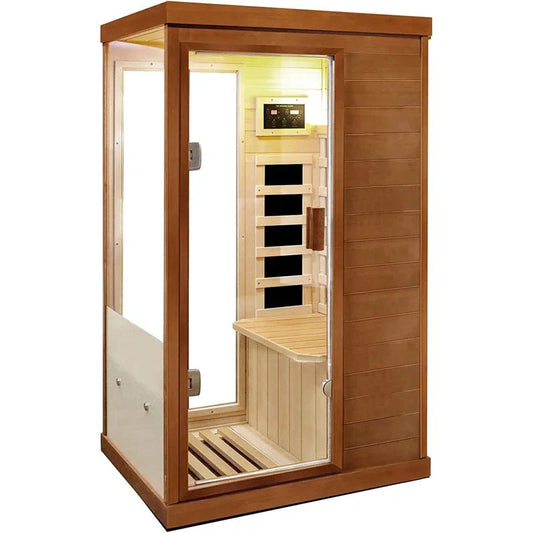 1-Person Far Infrared Canadian Hemlock Wood Full Spectrum Radiators Indoor Sauna - The Sauna World
