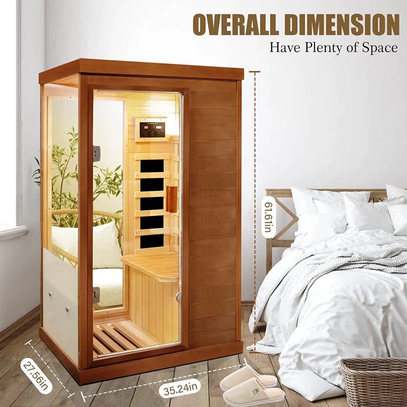 1-Person Far Infrared Canadian Hemlock Wood Full Spectrum Radiators Indoor Sauna - The Sauna World