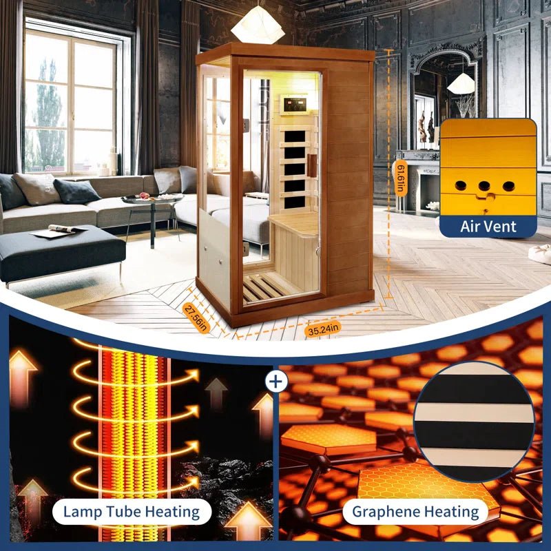 1-Person Far Infrared Canadian Hemlock Wood Full Spectrum Radiators Indoor Sauna - The Sauna World