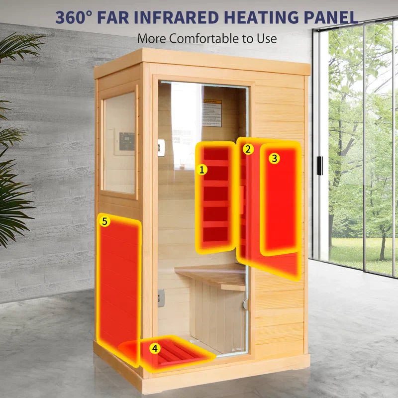 1-Person Far Infrared Low-EMF Canadian Hemlock Wood Indoor Sauna - The Sauna World
