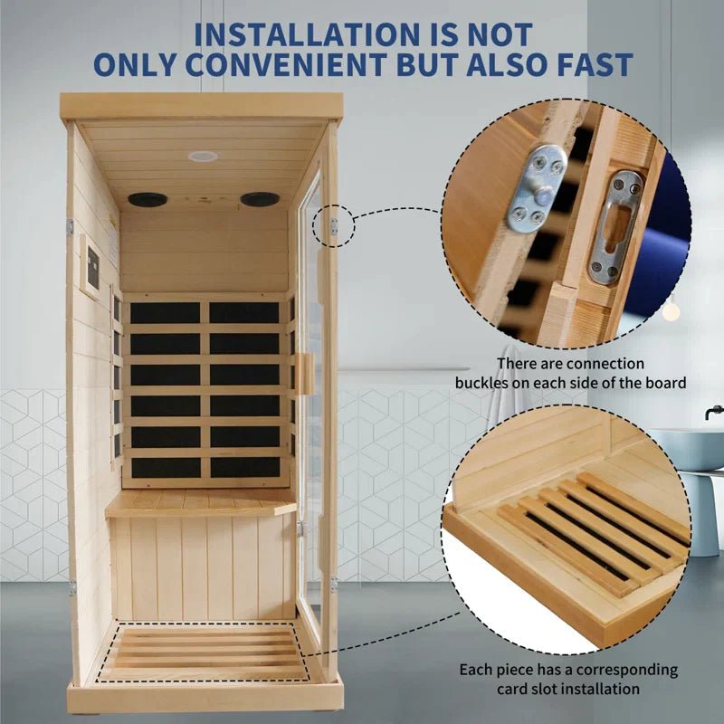 1-Person Far Infrared Low-EMF Canadian Hemlock Wood Indoor Sauna - The Sauna World