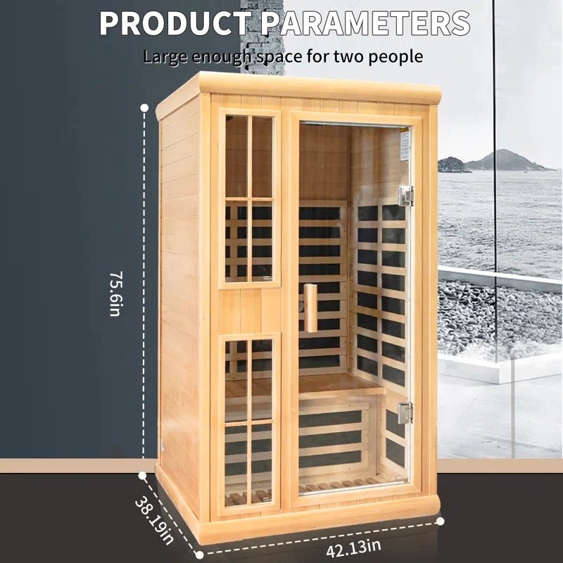 2-Person Far Infrared Canadian Hemlock Wood Low-EMF Indoor Sauna with Smart Phone App - The Sauna World