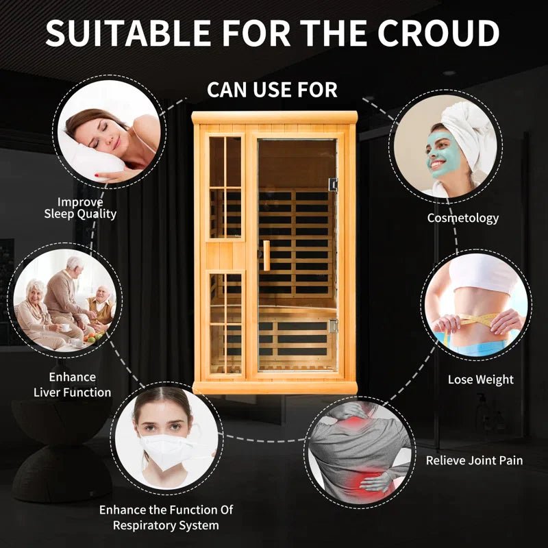 2-Person Far Infrared Canadian Hemlock Wood Low-EMF Indoor Sauna with Smart Phone App - The Sauna World