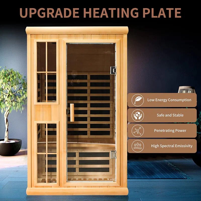 2-Person Far Infrared Canadian Hemlock Wood Low-EMF Indoor Sauna with Smart Phone App - The Sauna World