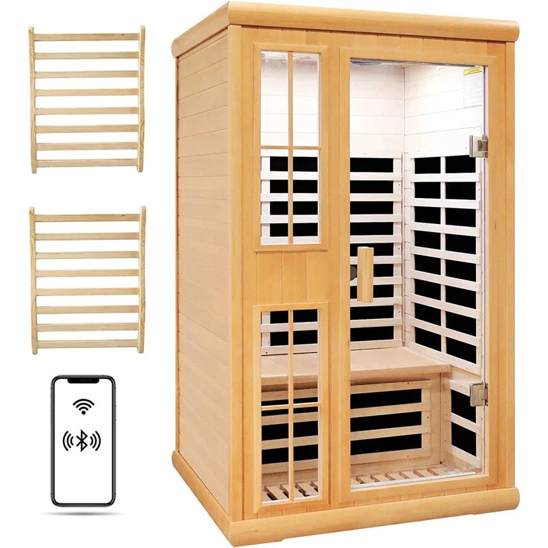 2-Person Far Infrared Canadian Hemlock Wood Low-EMF Indoor Sauna with Smart Phone App - The Sauna World
