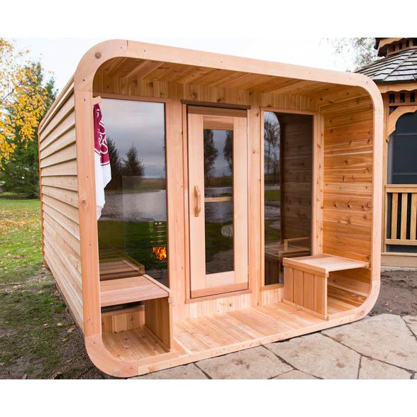 4-6 Person Outdoor Square Wood Sauna Room With Harvia Electric Heater - The Sauna World
