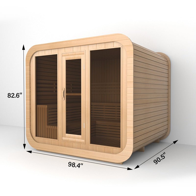 4-6 Person Outdoor Square Wood Sauna Room With Harvia Electric Heater - The Sauna World