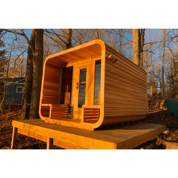 4-6 Person Outdoor Square Wood Sauna Room With Harvia Electric Heater - The Sauna World