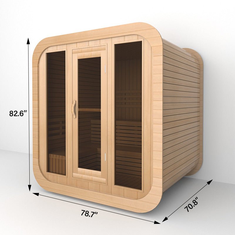 4-6 Person Outdoor Square Wood Sauna Room With Harvia Electric Heater - The Sauna World