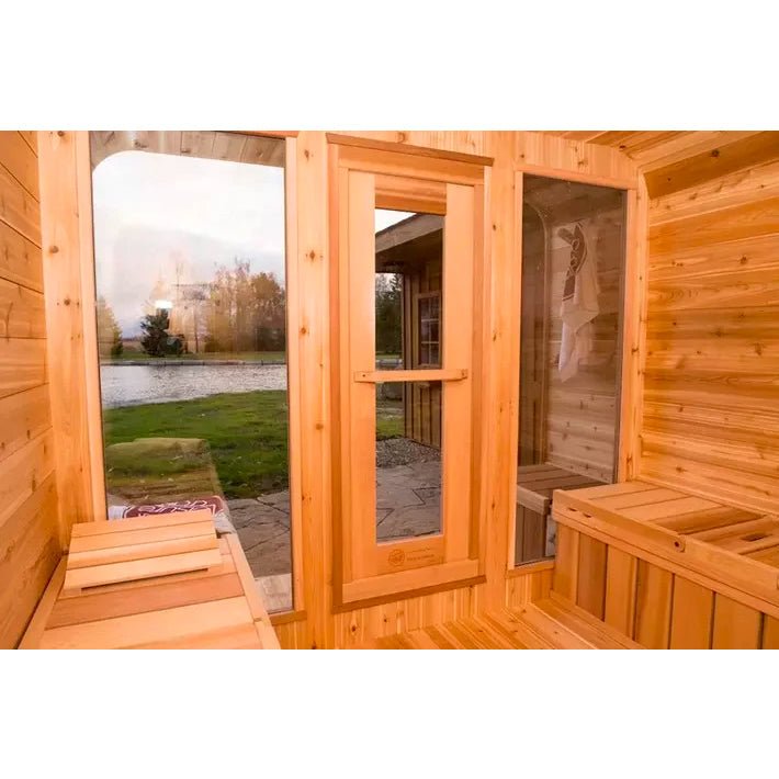 4-6 Person Outdoor Square Wood Sauna Room With Harvia Electric Heater - The Sauna World