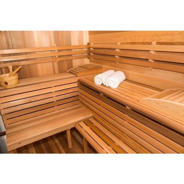 4-6 Person Outdoor Square Wood Sauna Room With Harvia Electric Heater - The Sauna World