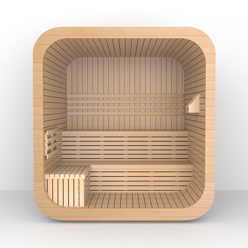 4-6 Person Outdoor Square Wood Sauna Room With Harvia Electric Heater - The Sauna World