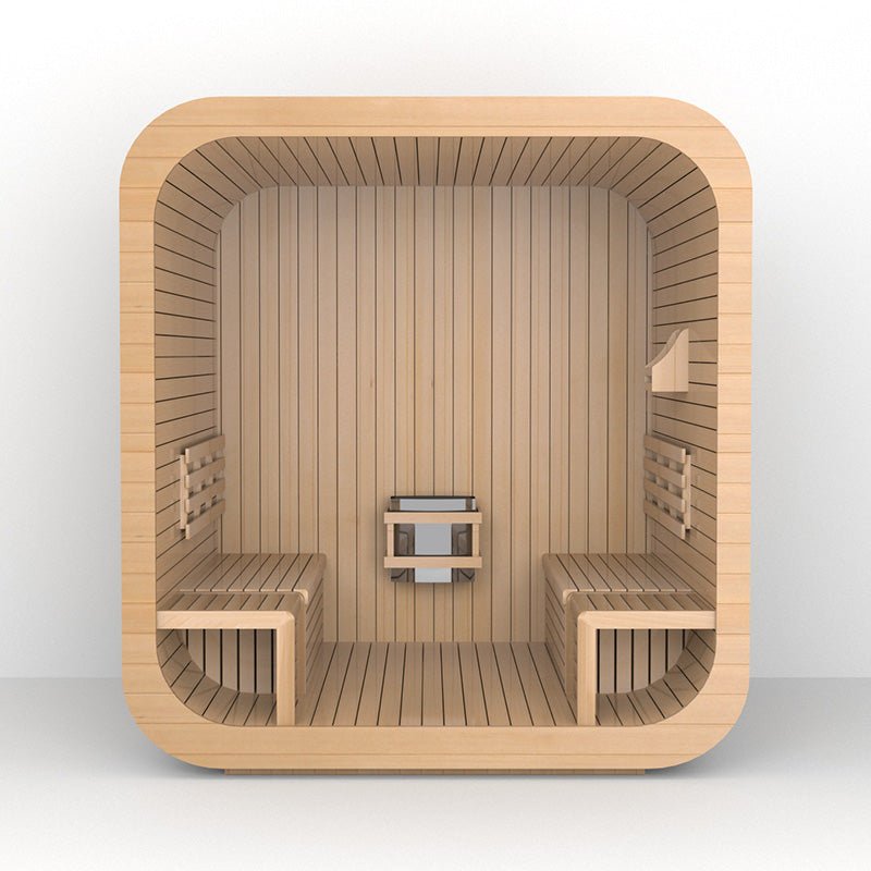 4-6 Person Outdoor Square Wood Sauna Room With Harvia Electric Heater - The Sauna World