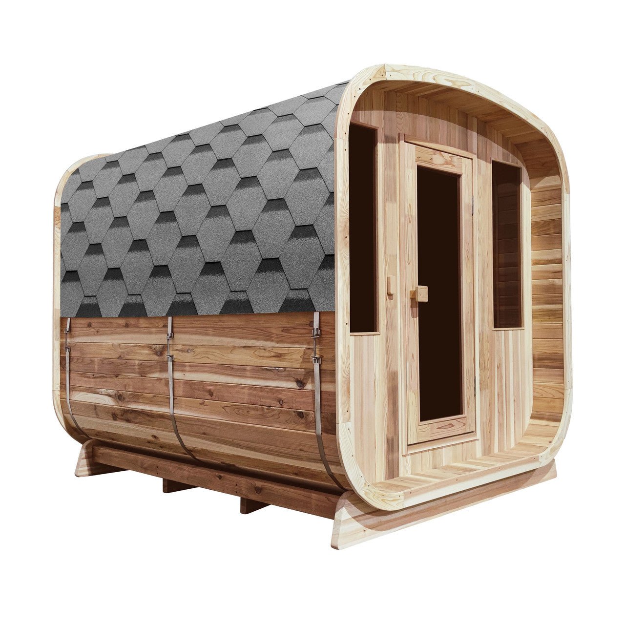 ALEKO Outdoor Rustic Cedar Square Sauna – 4 Person – 4.5 kW UL Certified Electric Heater - The Sauna World