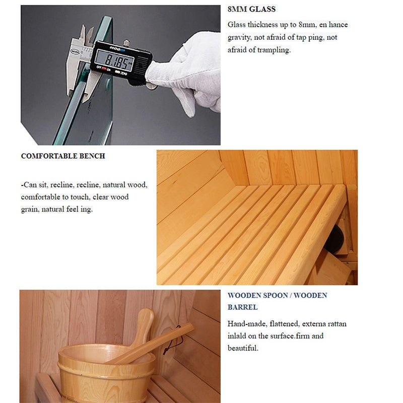 Canadian Wood Outdoor Barrel Sauna Room - The Sauna World