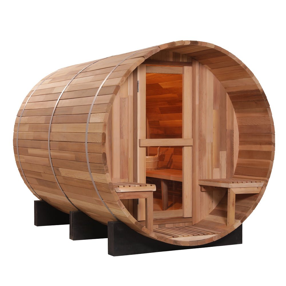 Canadian Wood Outdoor Barrel Sauna Room - The Sauna World