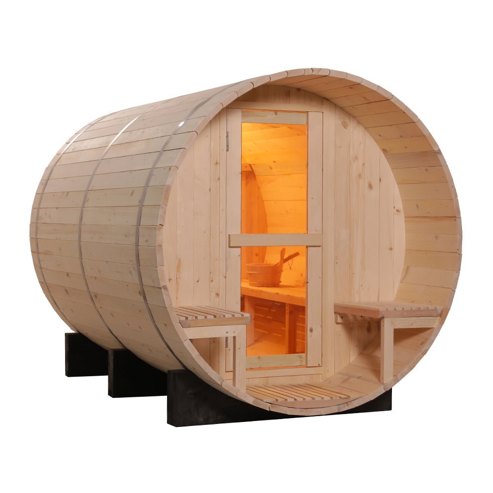 Canadian Wood Outdoor Barrel Sauna Room - The Sauna World