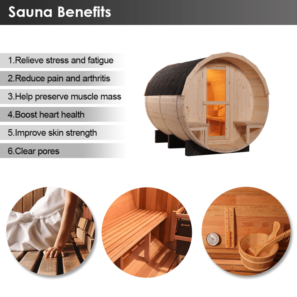 Canadian Wood Outdoor Barrel Sauna Room - The Sauna World