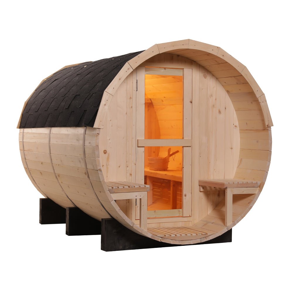 Canadian Wood Outdoor Barrel Sauna Room - The Sauna World