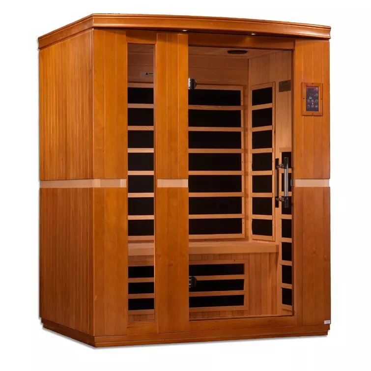 Dynamic Infrared 3 - Person Indoor Bluetooth Compatible FAR Infrared Sauna with Remote Control in Hemlock - The Sauna World