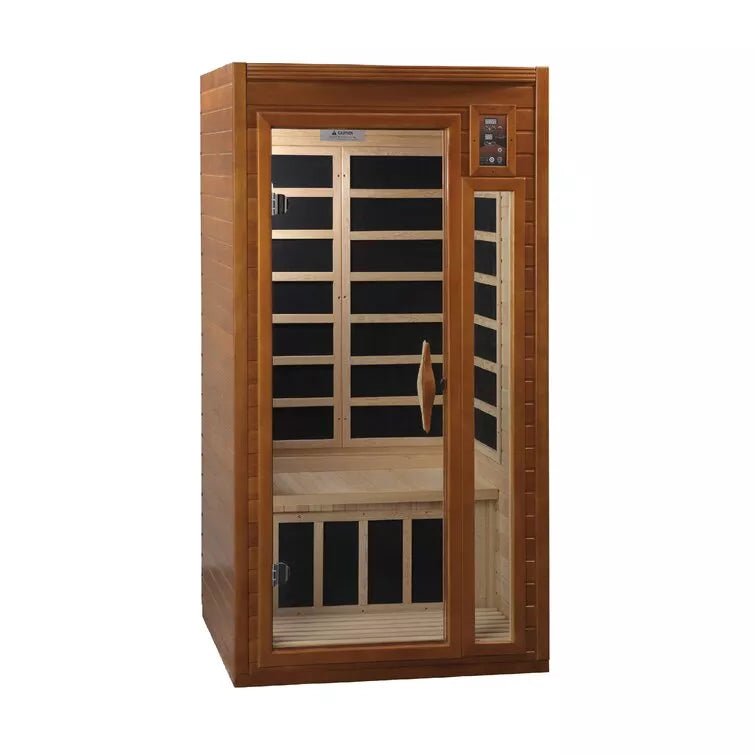 Dynamic Infrared Single Person Indoor Bluetooth Compatible FAR Infrared Sauna with Remote Control in Hemlock - The Sauna World