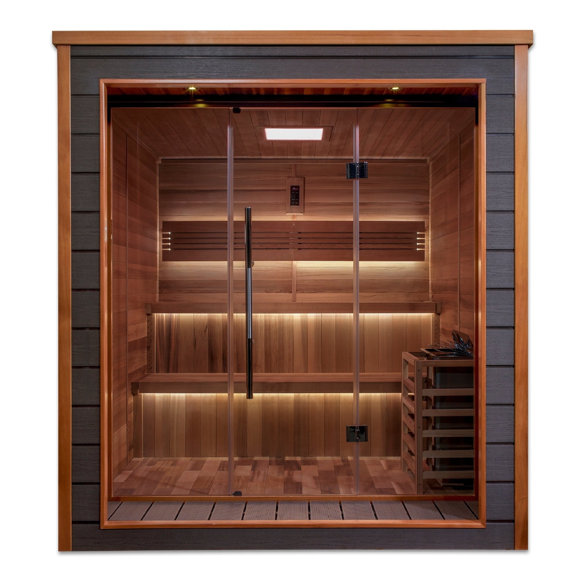 Golden Designs Bergen 6 Person Outdoor-Indoor Traditional Sauna (GDI-8206-01) - Canadian Red Cedar Interior - The Sauna World