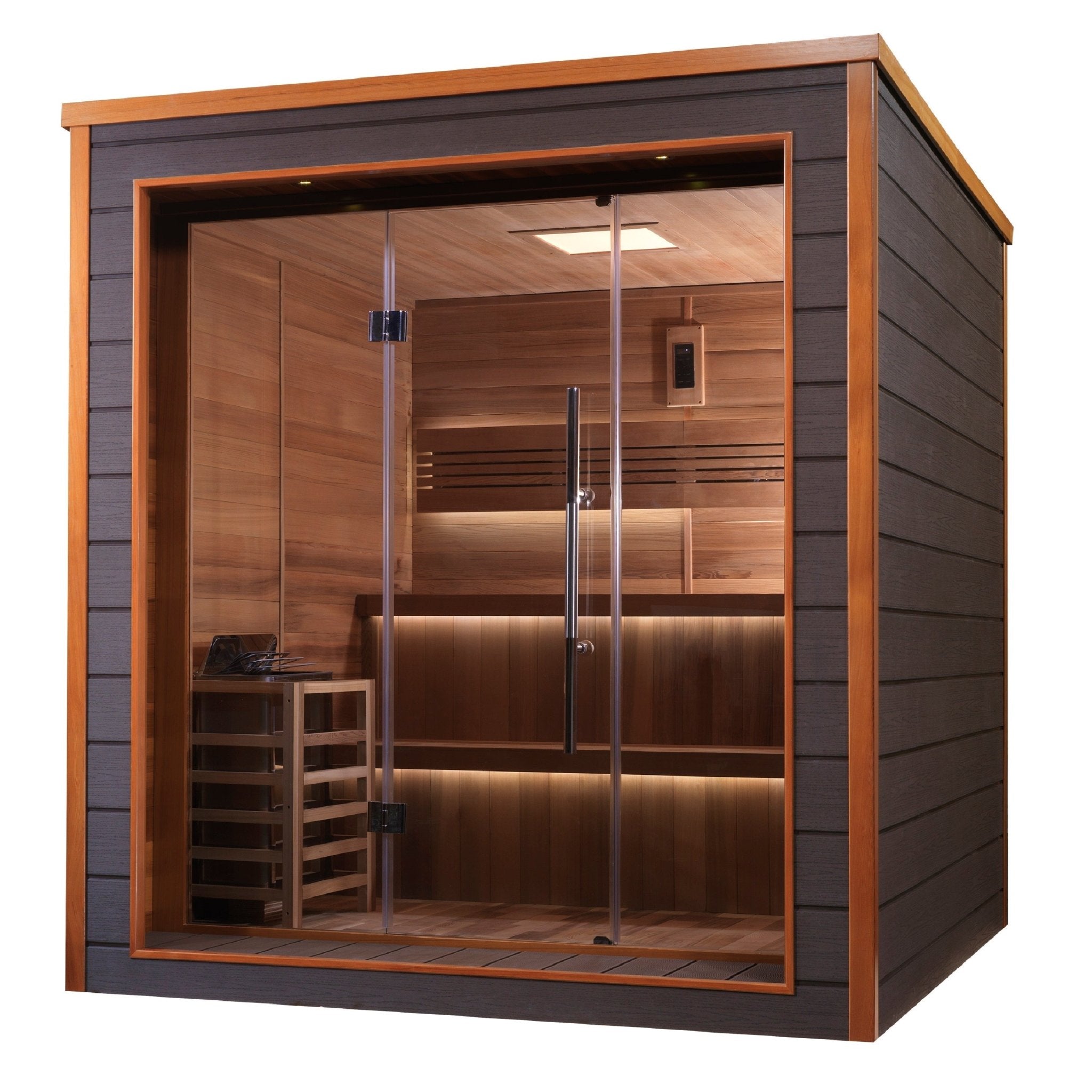 Golden Designs Bergen 6 Person Outdoor-Indoor Traditional Sauna (GDI-8206-01) - Canadian Red Cedar Interior - The Sauna World