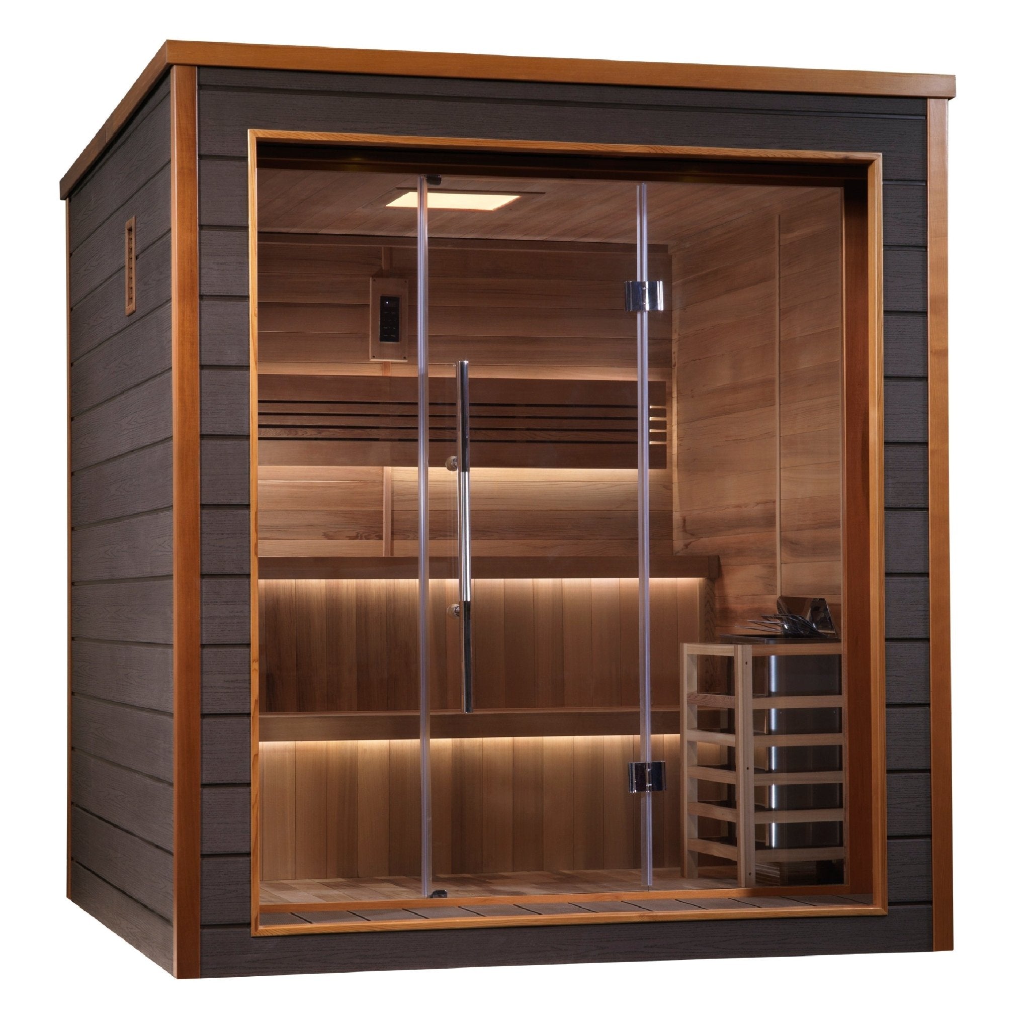 Golden Designs Bergen 6 Person Outdoor-Indoor Traditional Sauna (GDI-8206-01) - Canadian Red Cedar Interior - The Sauna World
