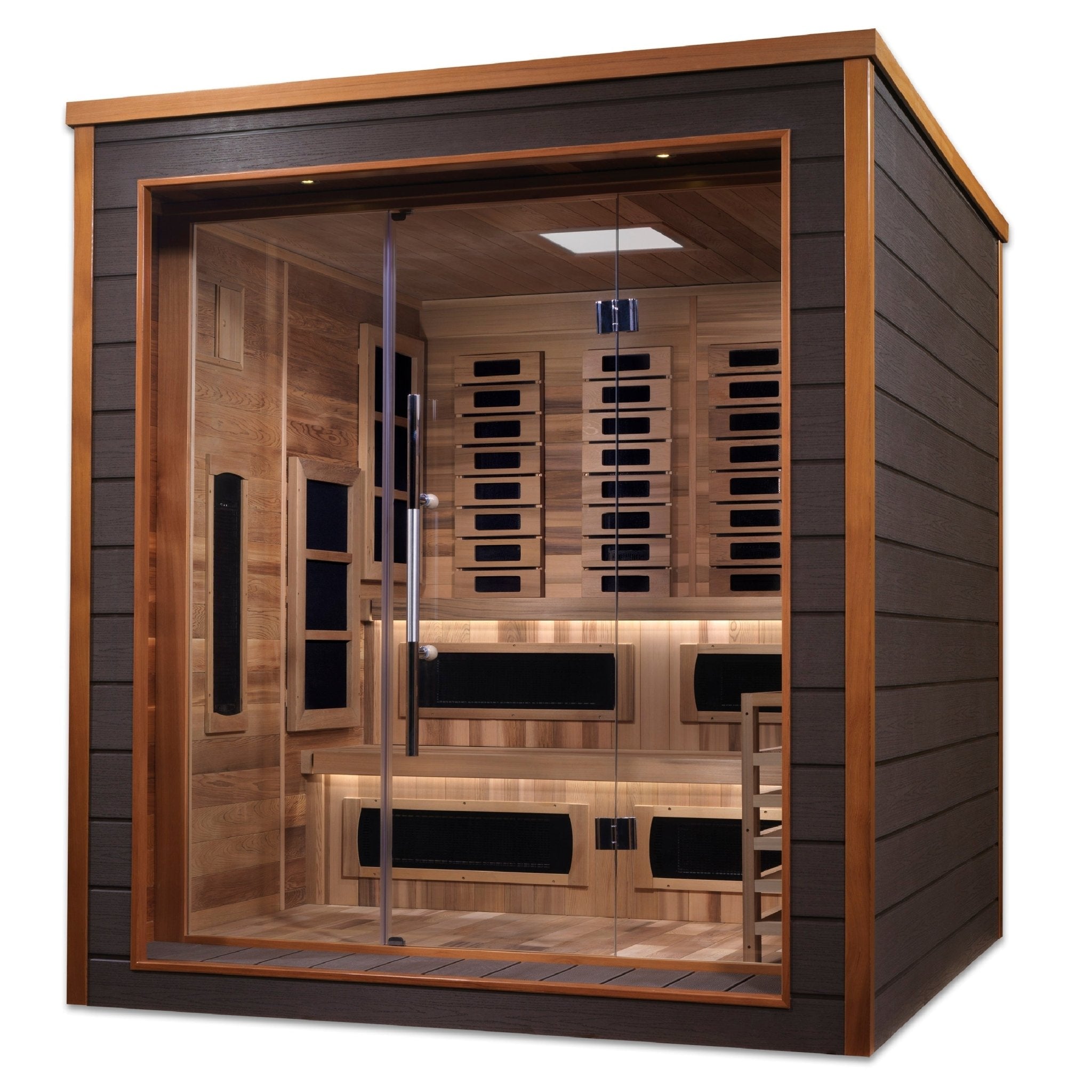 Golden Designs Karlstad 6 Person Outdoor-Indoor PureTech™ Hybrid Full Spectrum Sauna (GDI-8226-01) - Canadian Red Cedar Interior - The Sauna World