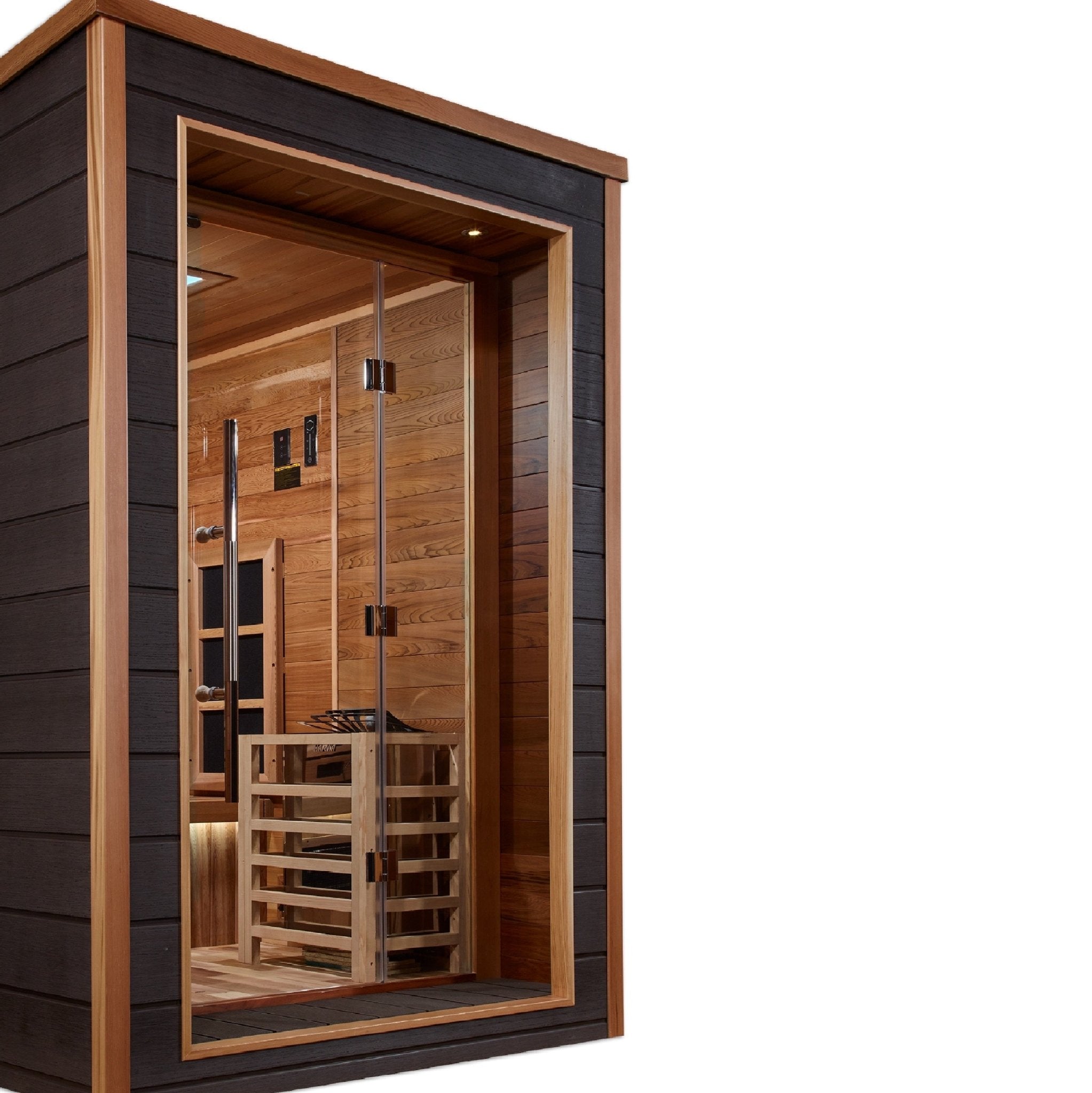 Golden Designs Karlstad 6 Person Outdoor-Indoor PureTech™ Hybrid Full Spectrum Sauna (GDI-8226-01) - Canadian Red Cedar Interior - The Sauna World