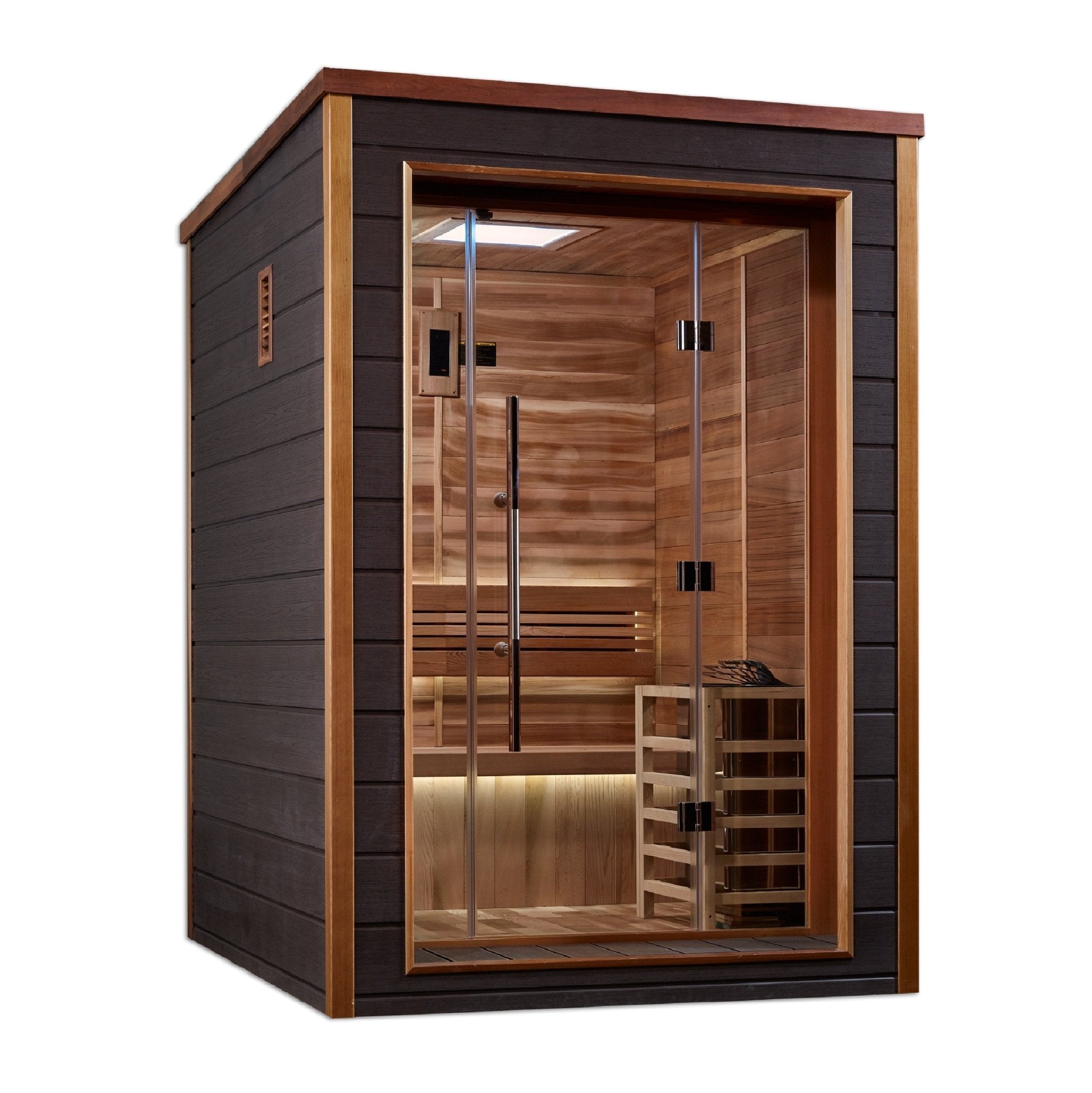 Golden Designs Narvik 2 Person Outdoor-Indoor Traditional Sauna (GDI-8202-01) - Canadian Red Cedar Interior - The Sauna World