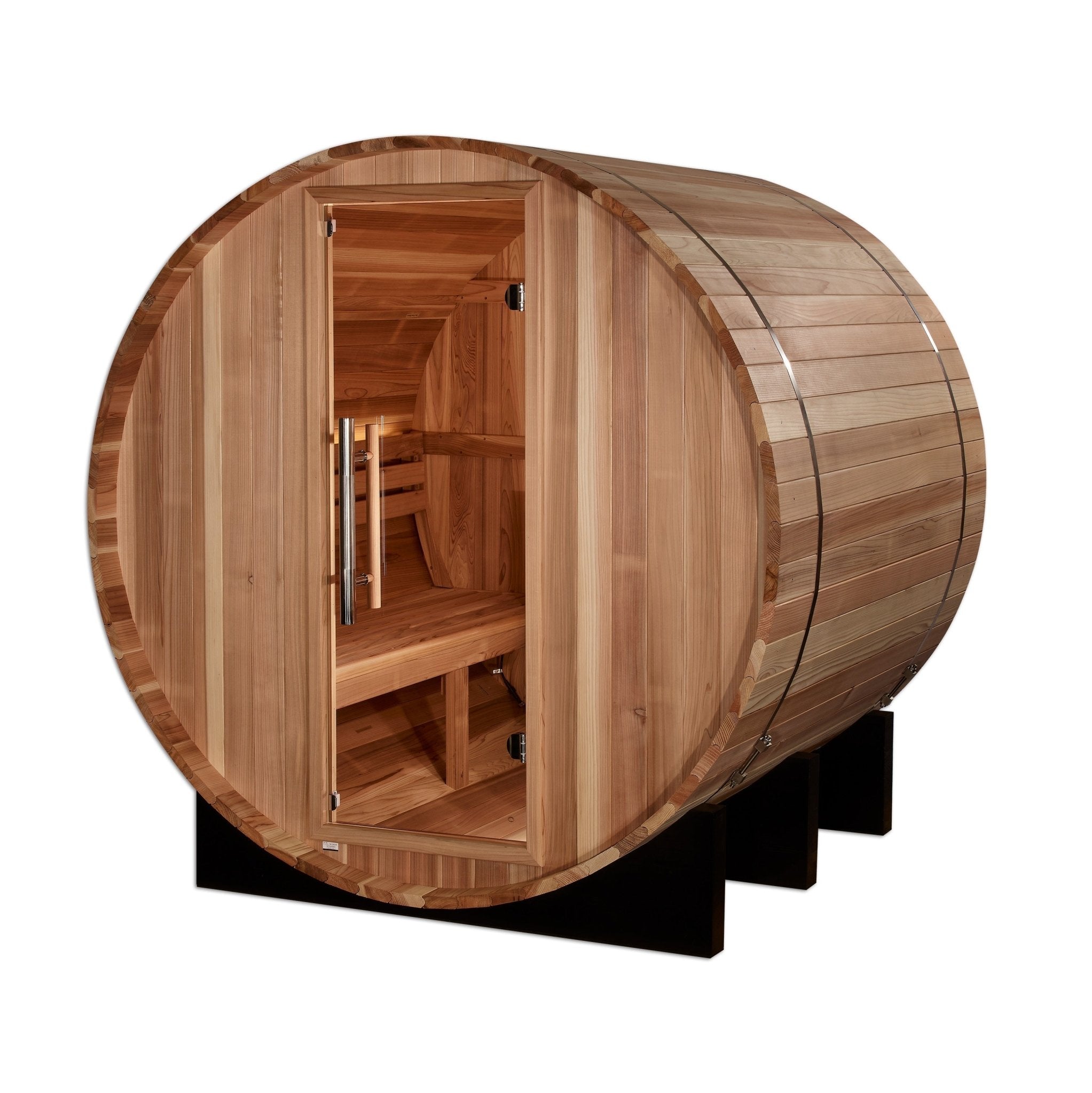 Golden Designs "St. Moritz" 2 Person Barrel Traditional Sauna - Pacific Cedar - The Sauna World