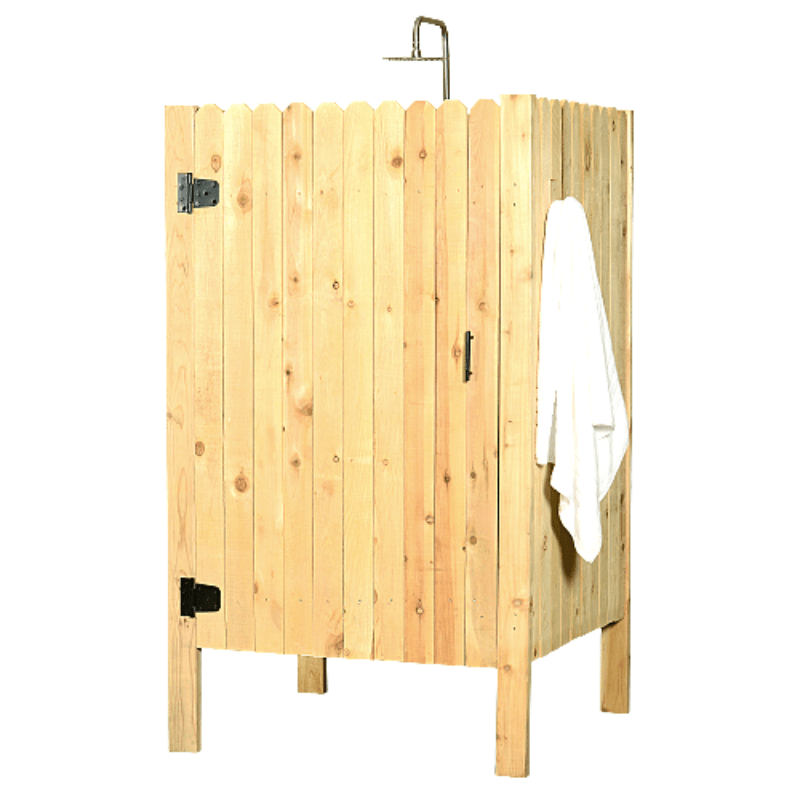 Rustic Picket Outdoor Shower With Door - The Sauna World