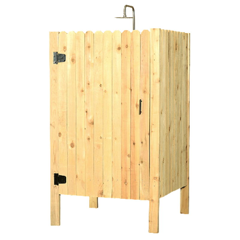 Rustic Picket Outdoor Shower With Door - The Sauna World