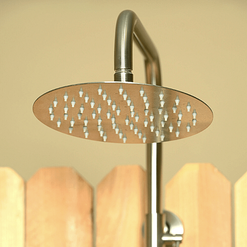 Rustic Picket Outdoor Shower With Door - The Sauna World